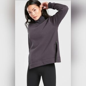 Athleta Dark Gray Mock Neck Pullover Sweatshirt, Size XS